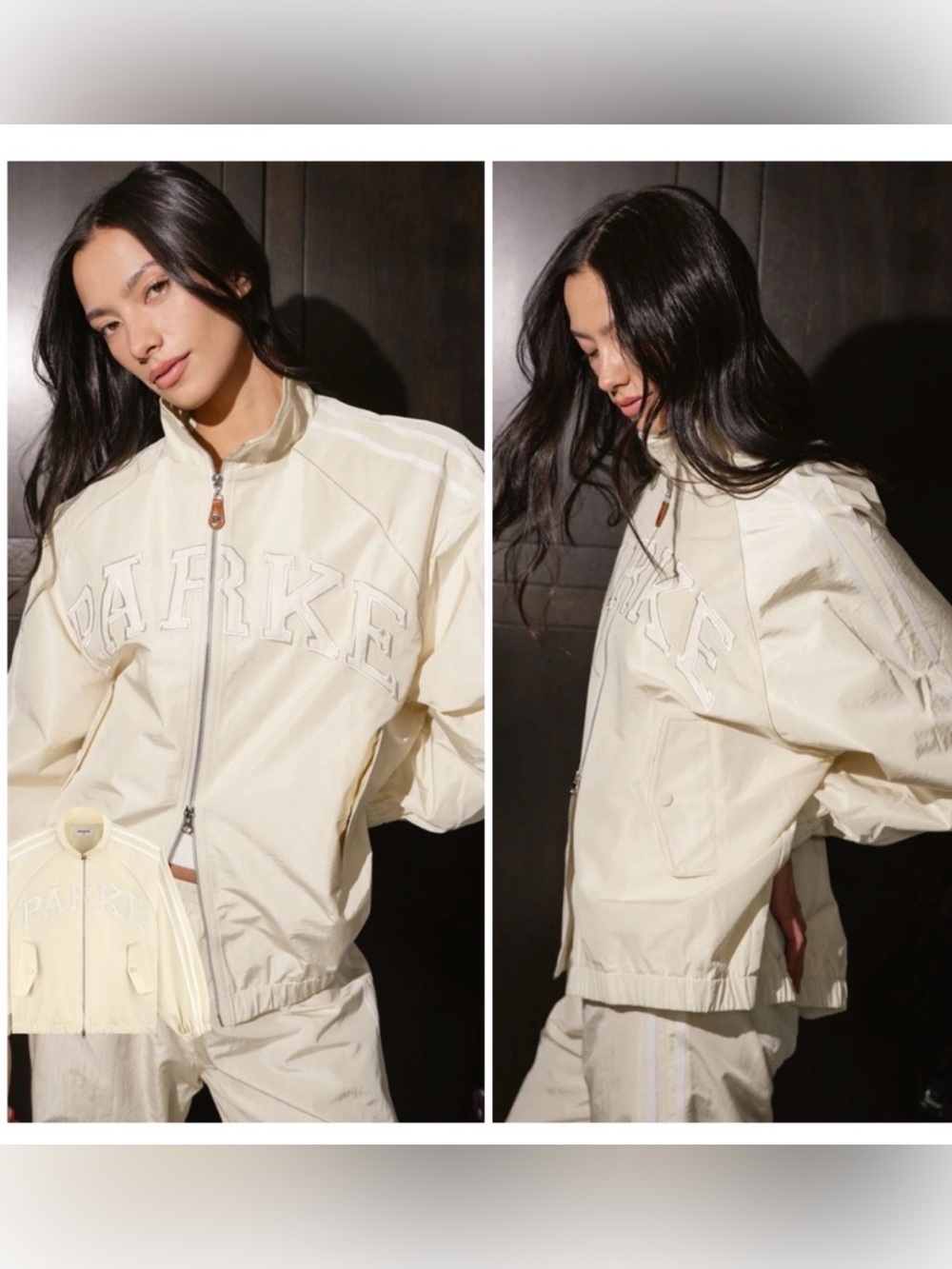 NWT PARKE Varsity Nylon Jacket in Buttercream Yellow SZ L/XL